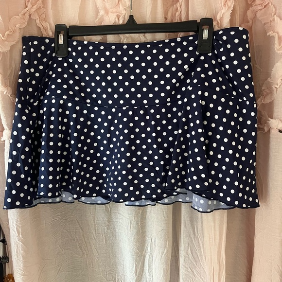 Lands end Navy Blue Polka Dot swim skirt size 14 👙 - Picture 1 of 5